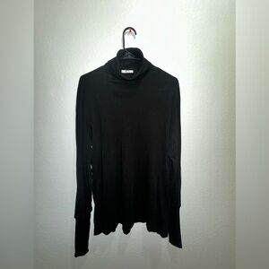 Black Turtleneck Long Sleeve Futuristic Cut Shirt